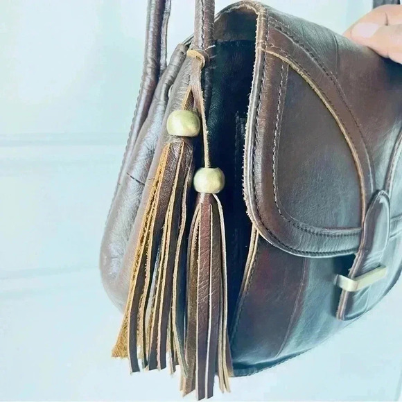 BAG Cobbler Legend Leather  Crossbody Bag brown Single Tab Zip Closure - Picture 10 of 16